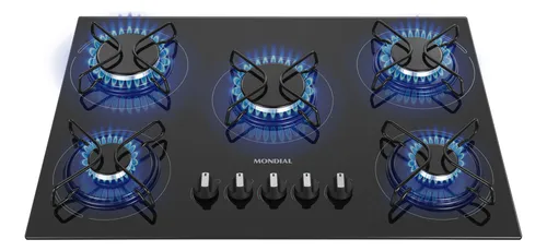 Cooktop a Gás 5 Bocas Mondial Preto/Inox Bivolt CTG-02