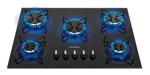 Cooktop a Gás 5 Bocas Mondial Preto/Inox Bivolt CTG-03